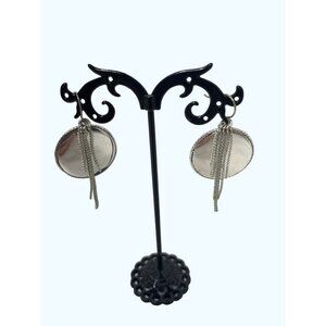 Monet Earrings  1” Silvertone Vintage 2" drop with Chains